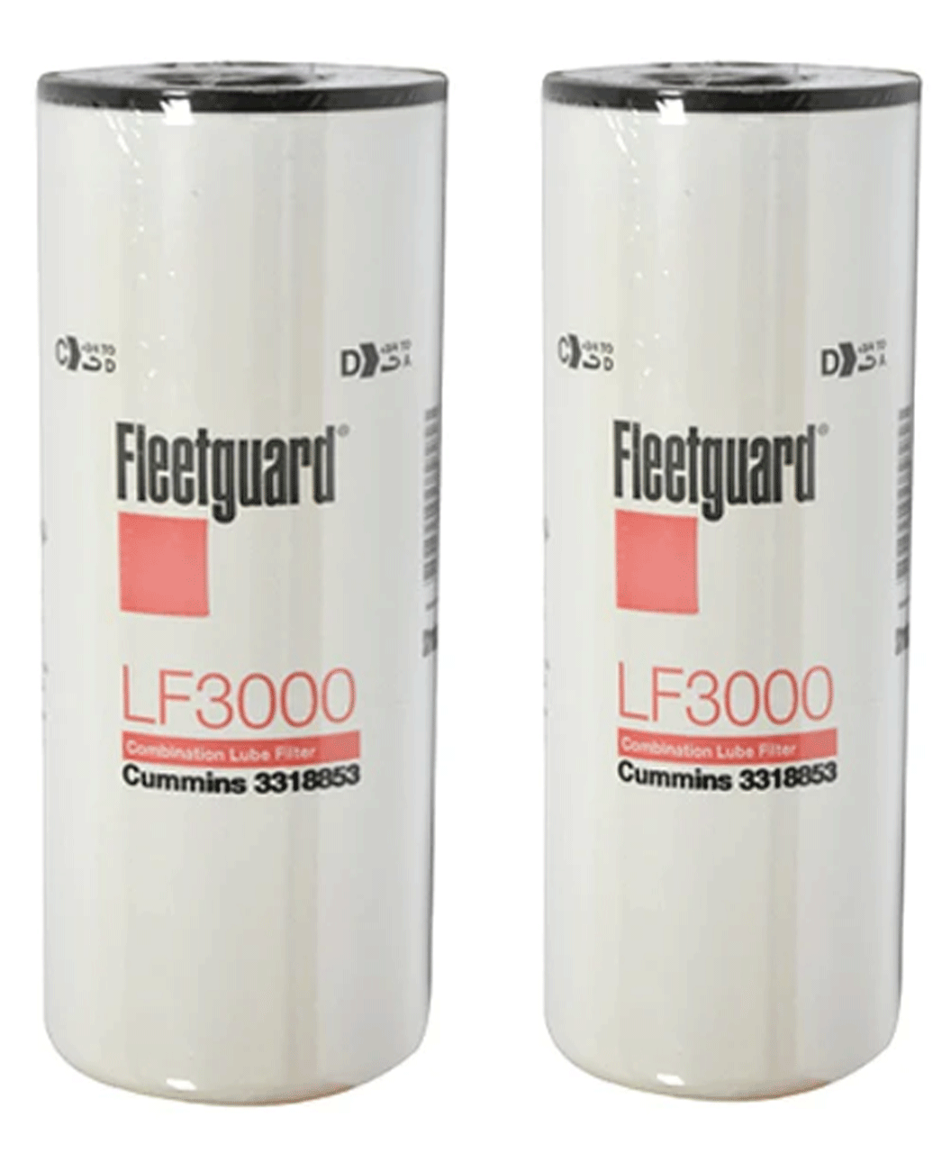 LF3000 Fleetguard Fuel Filter, Spin On (Pack of 2)